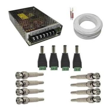 Imagem de Cabo Coaxial Cftv + Fonte + Conectores P/ 8 Câmeras - CONDUTTI
