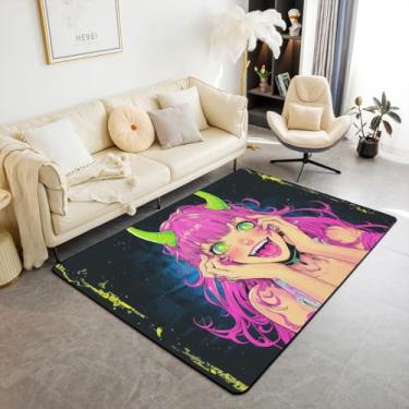 Imagem de Erosebridal Tapete de área de anime para meninas, 4'28 cm x 3'7.6 cm, tapete de anime japonês para crianças, meninos, adolescentes, tapete de chão de desenho animado kawaii, animação japonesa