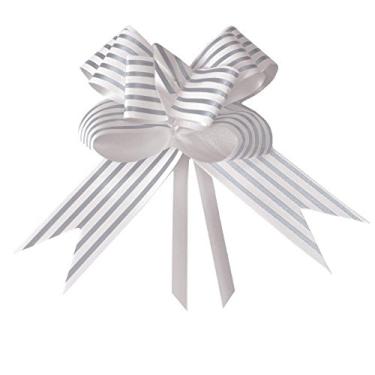 Imagem de 10 Laços Gravata Embalagem Presente Fita 23Mm Prata