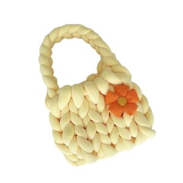 Imagem de UxicRuya Mulheres Bolsa de Crochet Saco acolchoado Bolsa Casual Versátil Decorativa macia de tecida à mão para viagens de primavera verão verão, Amarelo