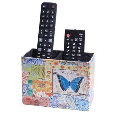 Imagem de Suporte decorativo de controle remoto, caixa de armazenamento de couro para TV, organizador de mesa, pincel de maquiagem, porta-canetas, compatível com controles remotos de TV, controladores de mídia