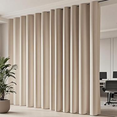 Imagem de Divisórias de quarto para quarto, privacidade total, isolamento térmico, cortinas de escurecimento para sala de estar para sistema de instalação dupla, compatível com trilhos de teto e varões, 3 m de
