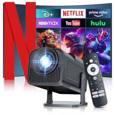 Imagem de Salange [Licenciado Pela Netflix 2025] Projetor 4K Com Wi-Fi Bluetooth, Android 13 Smart W Integrado, Netflix/Youtube/Primevideo/D+, Keystone Automático, Mini Portátil Nativo 1080P Para Filmes Ao Ar