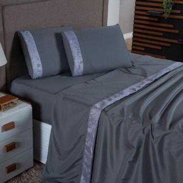 Imagem de Jogo De Lençol Zurique Queen 4 Peças Micro Percal 400 Fios Friso Decor