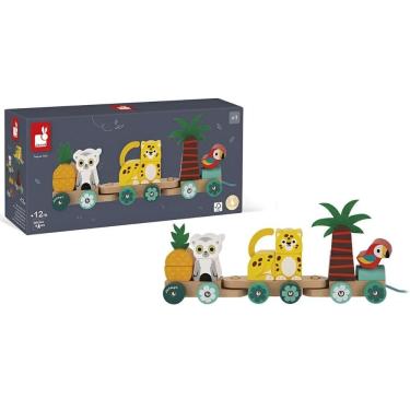 Imagem de Trem De Passear Montavel 11 Peças Em Madeira Tropik - Janod Brinquedos