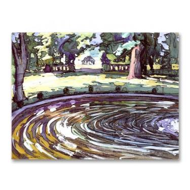 Imagem de Jane Peterson, arte famosa, "A piscina do jardim", reproduções de pintura, impressão em tela clássica, pôster de arte de parede expressionismo para decoração 50 x 67 cm sem moldura