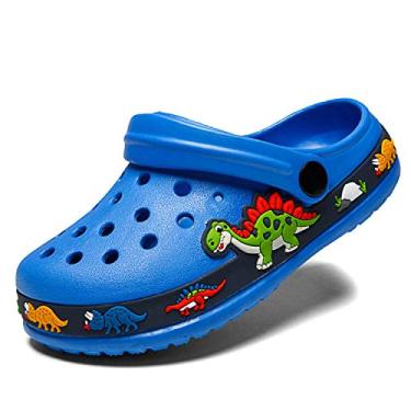 Imagem de Meidiastra chinelos infantis para meninos e meninas com estampa de desenho, pantufas infantis, sem cadarço, sandálias leves para piscina na praia, Royalblue/Dinosaur, 9 Toddler