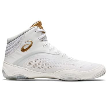 Imagem de ASICS Tênis masculino Split Elite Wrestling, Branco/Ouro puro, 45