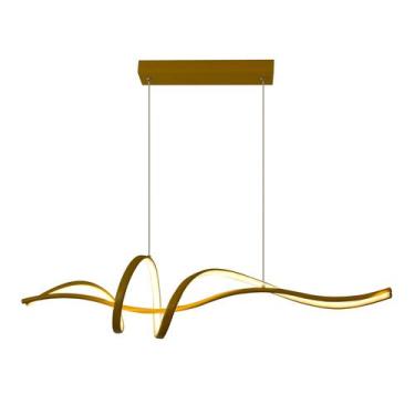 Imagem de Luminária Lustre Teto 100cm Pendente Espiral Luxo Dourado, Sala de jan