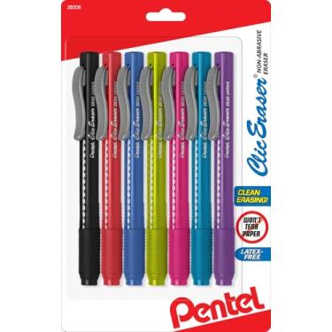 Imagem de Pentel Borracha retrátil Clic, borrachas de aderência estilo caneta de cores sortidas, pacote com 7