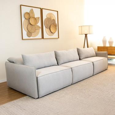 Imagem de Sofá Retrátril 3 Lugares Linho Capri Cinza Claro