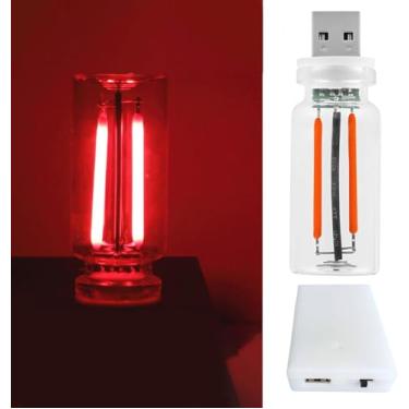 Imagem de Pacote com 2 lâmpadas de carro retrô USB e bateria, luzes noturnas decorativas neon reguláveis ao toque, lâmpada LED ambiente automotiva, decorações românticas para veículos, quarto, corredor, mesa