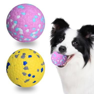 Imagem de Petinstinct Pacote com 2 bolas para cães, brinquedos indestrutíveis para mastigadores agressivos, bolas de tênis saltitantes para cães, brinquedo flutuante interativo durável, rosa