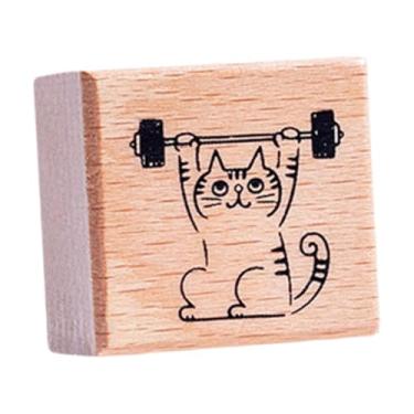 Imagem de Tachiuwa Carimbo de gato fofo animal de 1,2 polegada para crianças carimbo de borracha de madeira para estampar scrapbooking letra Diy Art Crafts, Fitness