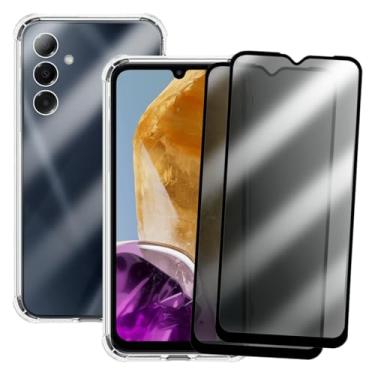 Imagem de Kit Capa + 2 Películas de Privacidade 3D para Samsung Galaxy M15 5G | Anti-Impacto | Transparente | Capinha Transparente + Película Anti Espião Para Samsung Galaxy M15