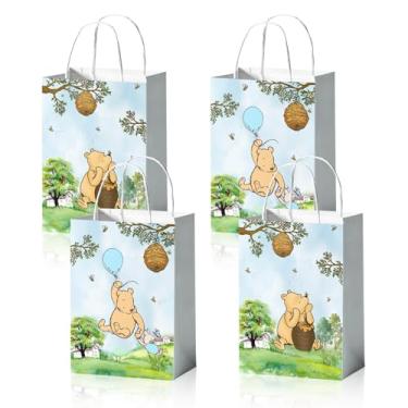 Imagem de Reyoust 24 peças de sacos clássicos de festa de ursinho Pooh para chá de bebê, sacolas de doces de papel para meninos, artigos de festa de aniversário e decoração