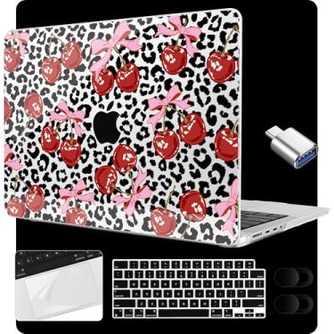 Imagem de MEEgoodo Capa rígida para laptop M4 MacBook Pro de 14 polegadas 2024, 2023, 2021, compatível com o modelo A3112/A3401/A3185/A2918/A2992/A2779/A2442 para M3 M2 M1 Pro/Max, Leopard & Cherry