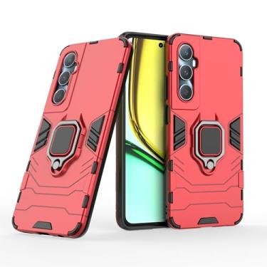 Imagem de Capa Protetora Magnética Anti-quedas para OPPO Realme C65 4G, Suporte Giratório + Proteção Militar (Vermelho)