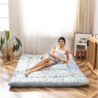 Imagem de Colchão de Futon Japonês da Little Floal, Colchão de Cama Portátil Grosso Almofada de Dormir para Cama de Acampamento Colchão Dobrável para Quarto de hóspedes, Tamanho Queen