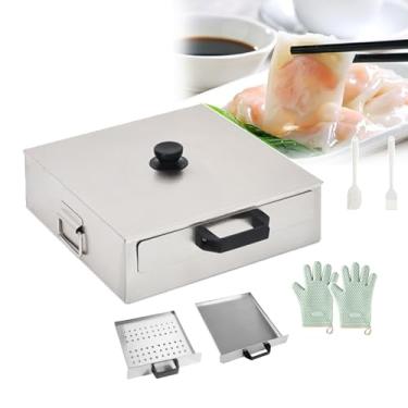 Imagem de KKSOUFX MáQuina De Fazer Rolinhos De Arroz, Vaporizador De Rolinhos De Vermicelli Dim Sum De 2 Camadas, Vaporizador De Rolinhos De Arroz Com Abertura Superior E Bandeja De Vapor Extra