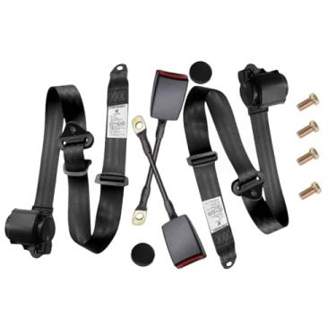 Imagem de Pacote com 2 almofadas de cinto de segurança de 3 pontos universal ajustável conjunto de voltas retráteis para kart, carrinho de golfe de clube, UTV, VR, minivan, SUV, carros, bugggies, caminhonete e