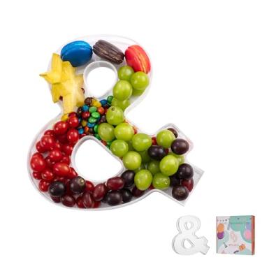 Imagem de Bandeja de charcutaria de acrílico com letras e números de 28 cm – Caixa de alfabeto reutilizável preenchível para doces, lanches, cupcakes – Travessa de servir para aniversário, casamento, festa de