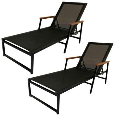 Imagem de Kit 2 Espreguiçadeira em Alumínio e Tela Sling Modelo Zurick Braços de