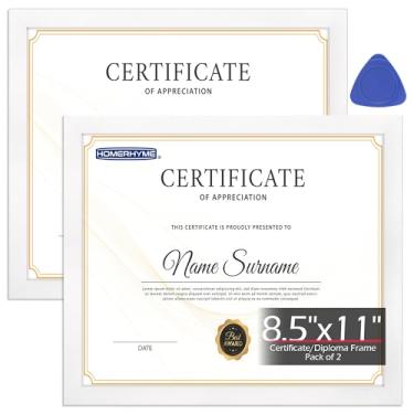 Imagem de HOMERHYME Moldura de diploma, molduras brancas de 21 x 27 cm, moldura de certificado com acrílico transparente, 21 x 27 cm, molduras para revistas de graduação para escritório, galeria, decoração de