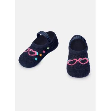 Imagem de Meia Sapatilha Puket Bebê Menina Óculos Azul Marinho 0 a 12 Meses, Azu