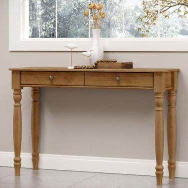 Imagem de Aparador de Sala 120cm 2 Gavetas Pé Madeira Rubia Freijó F07 - Mpozena