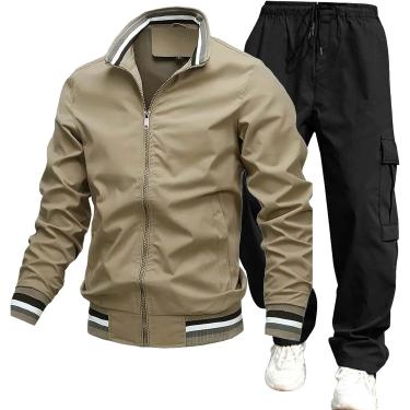 Imagem de Tracsuit Terno Esportivo Masculino Terno De Lazer Conjunto De Duas Peças Outono Inverno Tracsuits Terno De Corrida Moletom De Manga Comprida Masculino Jaqueta De Moletom Sem C, O coffee., XXL