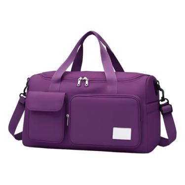 Imagem de Mala de Mao Compacta de Viagem Feminina Funcional com Alca Transversal Bolsa de Viagem em Nylon Resistente com Bolso para Sapatos Ajustavel Leve e Versatil Ideal e Uso Diario (Roxo)