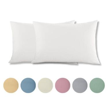 Imagem de Kit 2 Fronhas Malha Penteada 100% Algodão Branca 45X70Cm Bue