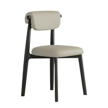 Imagem de Cadeira de jantar ergonômica com couro resistente a arranhões e enchimento de espuma de alta densidade (cinza claro)