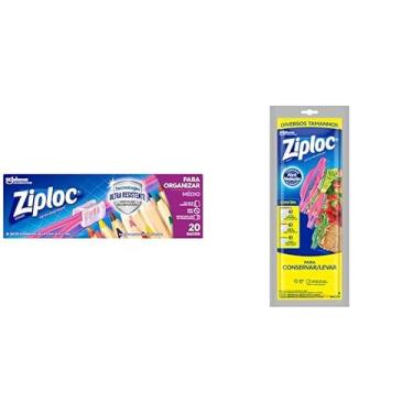 Imagem de Ziploc Saco Hermético Organizador de Geladeira, Tamanho Médio, 20 unidades com Saco Hermético Organizador, 3 Tamanhos, 9 unidades