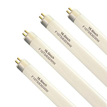 Imagem de (Pacote com 4) Lâmpada fluorescente F10T5/830 de 40.6 cm para lâmpada branca quente Jasco 10W 3000K para embaixo do armário, luminárias de balcão, comprimento total de 40 cm