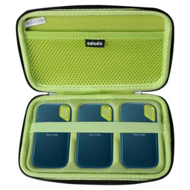 Imagem de Adada Capa rígida para SSD portátil SanDisk 500GB / 250GB / 1TB / 2TB Extreme Portable (preto + verde, capa para 3 discos rígidos)