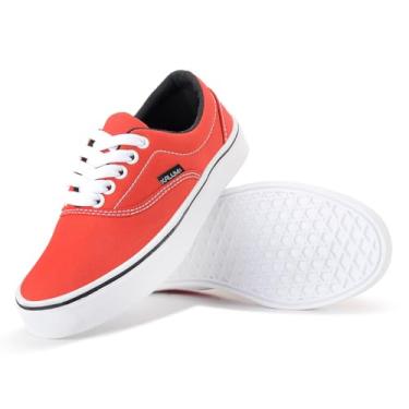 Imagem de Tênis Street Kalum Feminino Masculino Casual Skate Academia Sola Reta (VERMELHO, BR, Adulto, Numérico, 35)