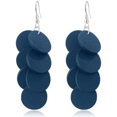 Imagem de WIKMAB Brincos de madeira boêmia, geometria, redonda, leves, pendentes, pendentes de madeira natural, círculo, franja, gancho, brincos, small item, Madeira, Sem pedra preciosa