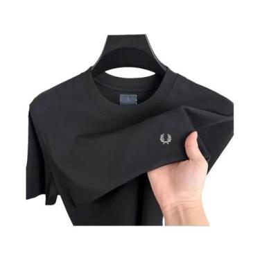 Imagem de Camiseta Masculina De Luxo Em Algodão Sem Costura Com Gola Redonda E M