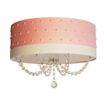 Imagem de Luminária Infantil 50x15 Quarto Menina Pérolas Com Cristal Rosa bebê -