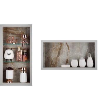 Imagem de Nicho Em Porcelanato Para Banheiro E Nicho com Prateleira De Vidro - K