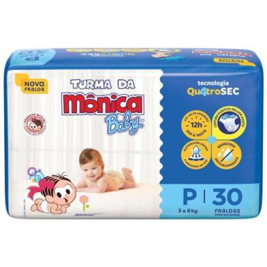 Imagem de Fralda Infantil Turma da Mônica Baby Mega Tamanho P 30 Fraldas Descart