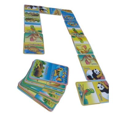 Imagem de Kit 8 Jogo Dominó Gigante dos Bichos de O-U com 28 Peças Cada Para Fes