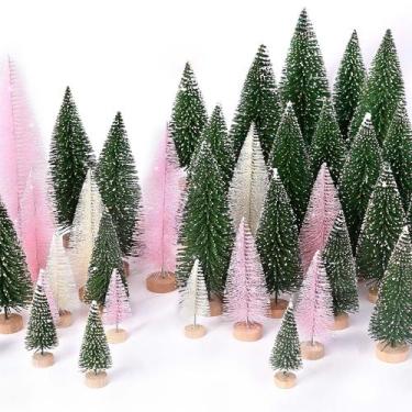 Imagem de Mini árvores de Natal artificiais com base de madeira x30 - hatisan