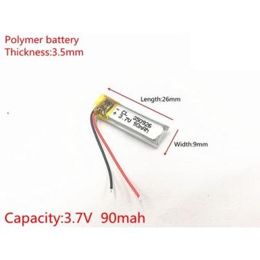Imagem de Bateria 350926com 90mah 3,5mmx09mmx26mm 2 fios 3,7v - Lite