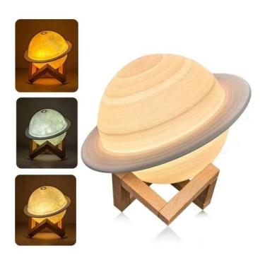 Imagem de Luminária Abajur Umidificador De Ar Planeta Saturno 3D - Gashop