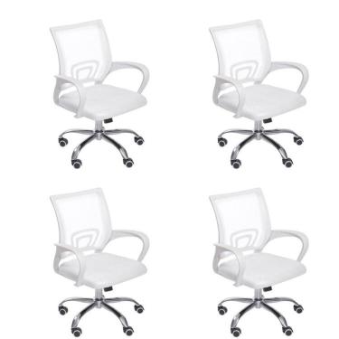 Imagem de Kit 4 Cadeiras para Escritório Diretor Tela Mesh com Relax Tok 3310 Branco