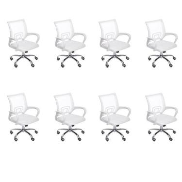 Imagem de Kit 8 Cadeiras para Escritório Diretor Tela Mesh com Relax Tok 3310 Branco