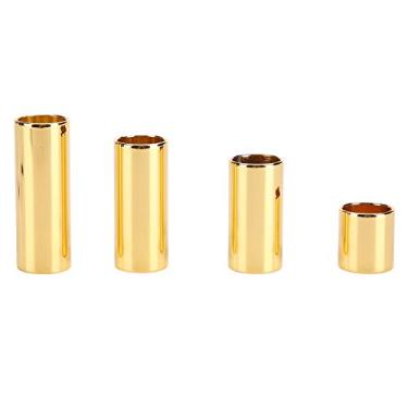 Imagem de MUNEFE ELECTRIC Guitar Metal Slide Bar, barras de slides de guitarra, guitarras Slides Golden para guitarra elétrica, guitarra folclórica, baixo, bandolim e banjo (4pcs)